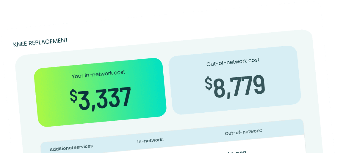 Procedure cost estimator showing in-network and out-of-network estimates